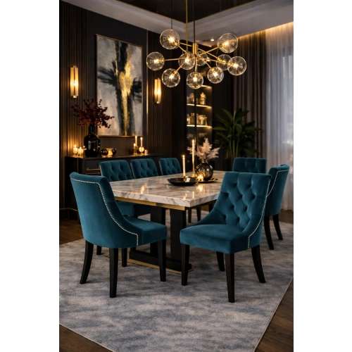 Krzesło Chesterfield PREMIUM KR-21 Tkanina Piano 10 Turkus